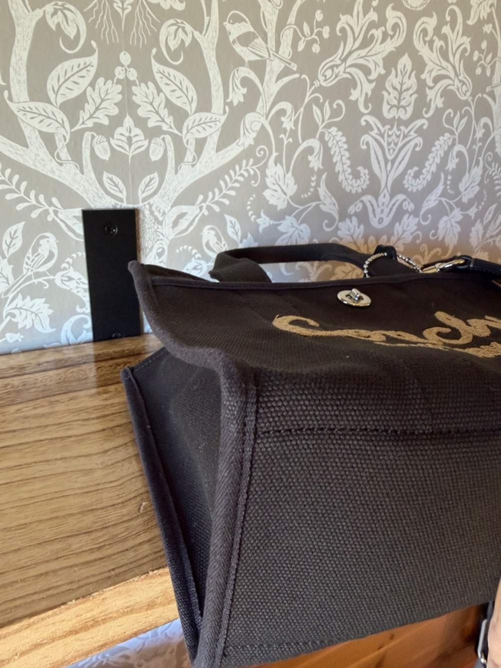 Coach Canvas Cargo Tote 26 w/ Guitar Strap NWOT CP164 SOLD OUT Black Silver HDW - Picture 10 of 17